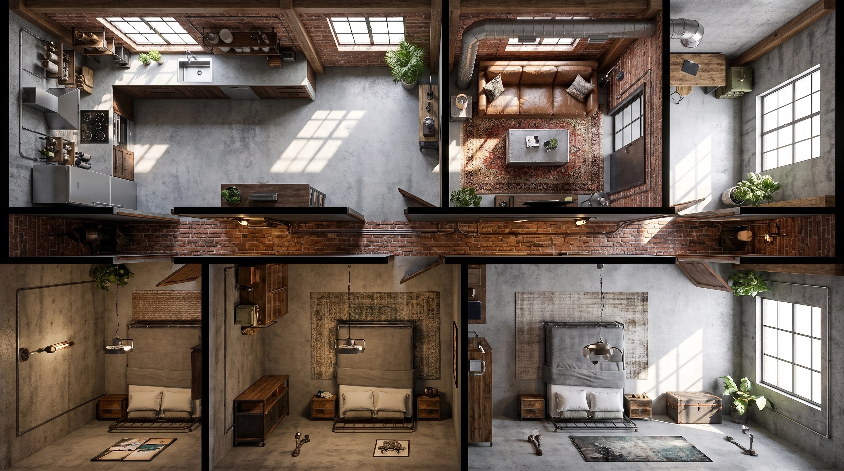Interior design in Loft / Industrial style — Living Room by GenRoom AI