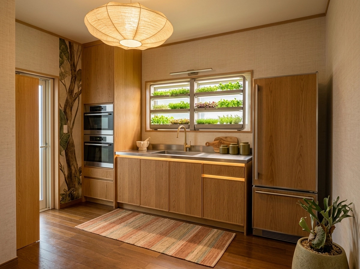 Kitchen interior in Biophilic style — photo by GenRoom AI