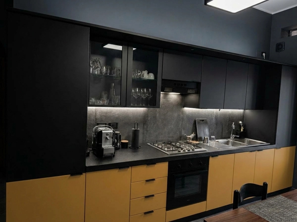 Design de interiores em estilo Blacktec — Cozinha por GenRoom AI
