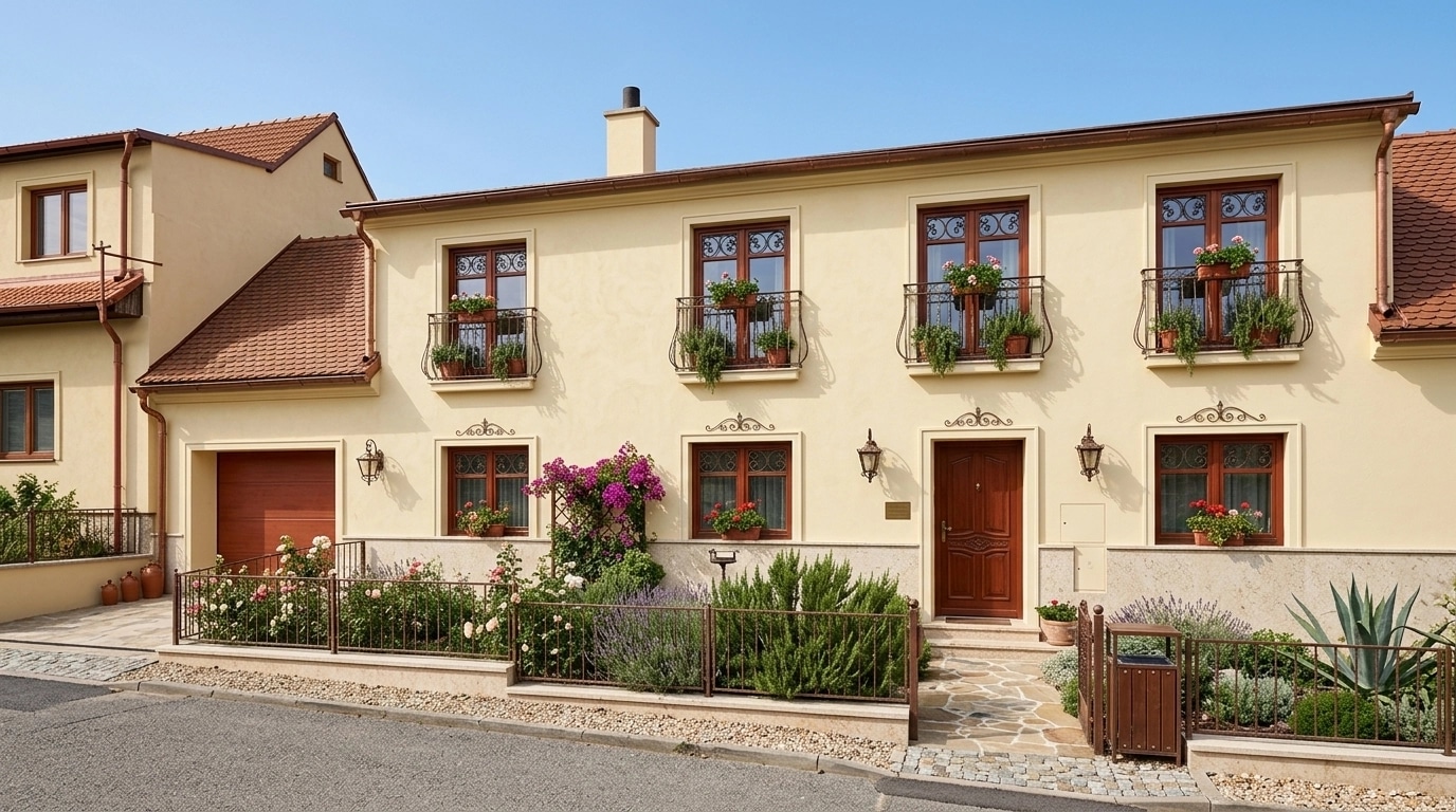 Diseño de fachada en estilo Mediterranean Facade — Fachada por GenRoom AI