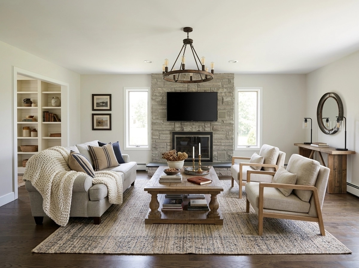 Modern Farmhouse Living Room design — interior photo by GenRoom AI