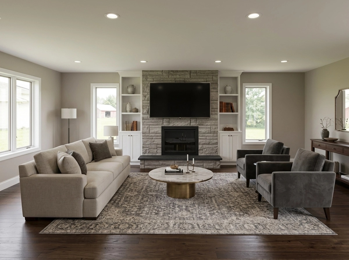 Transitional Living Room design — interior photo by GenRoom AI