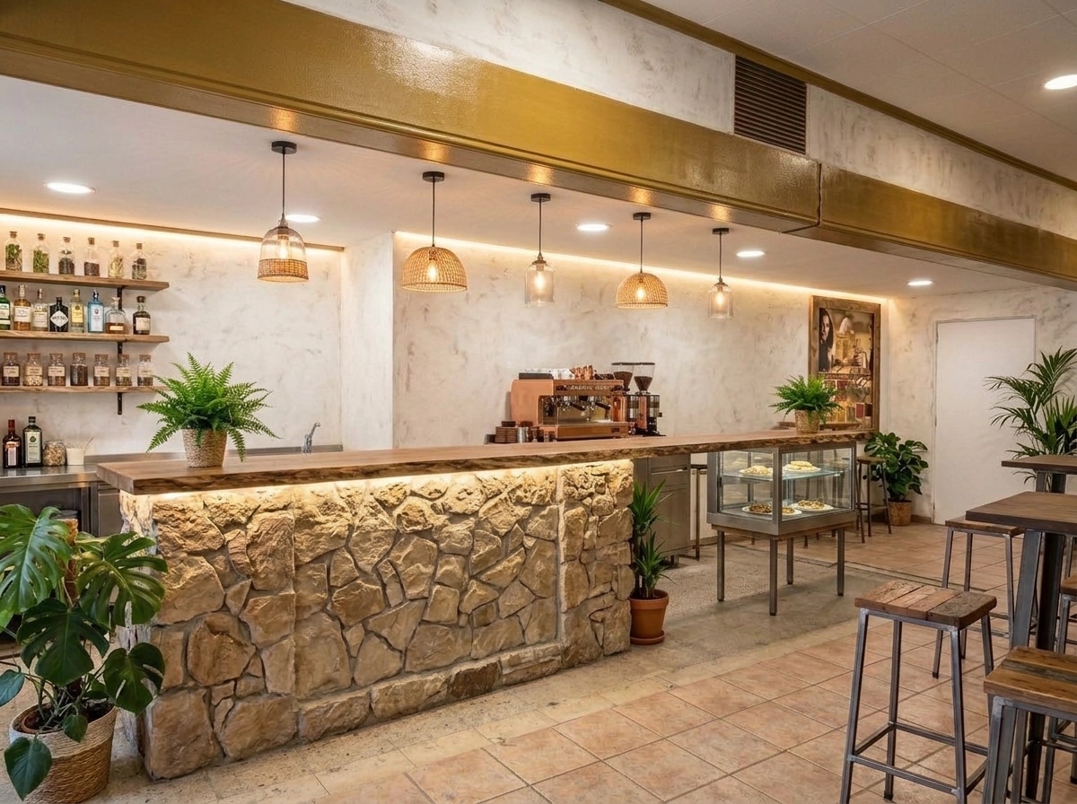 Interior design in Biophilic style — bar by GenRoom AI