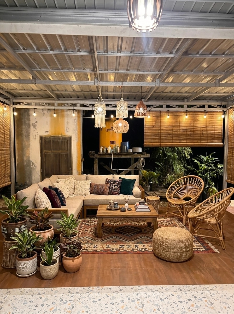 Interior design in Bohemian style — terrace by GenRoom AI