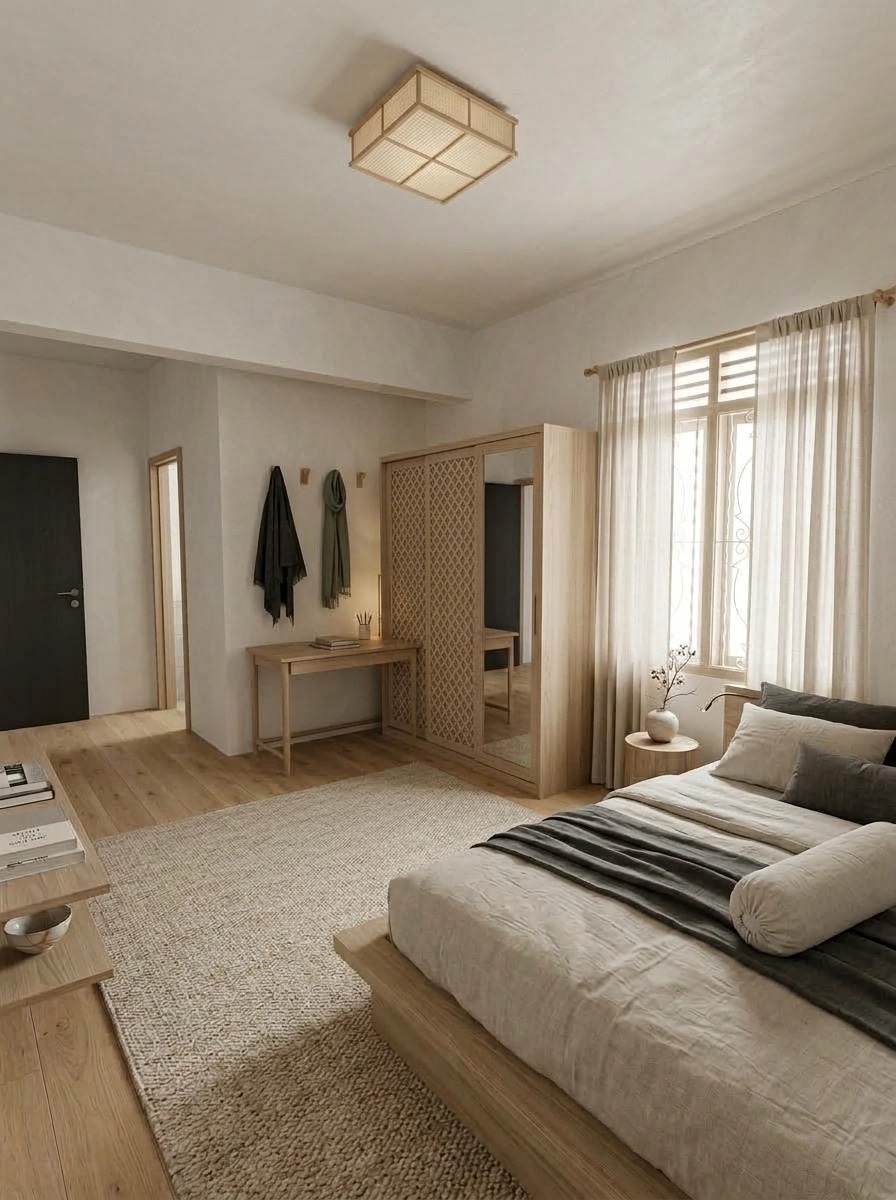 Japandi Bedroom design — interior photo by GenRoom AI