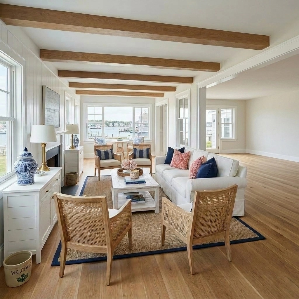 Interior design in Coastal / Hamptons style — Living Room by GenRoom AI