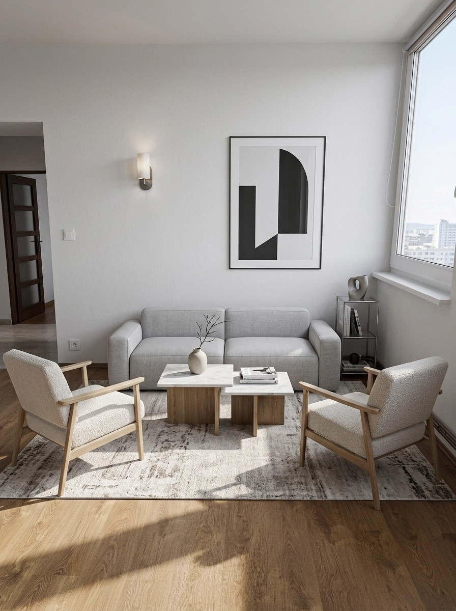 Minimalism Living Room design — interior photo by GenRoom AI