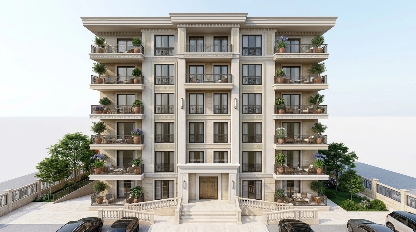 Neoclassic Facade Facade design — facade photo by GenRoom AI