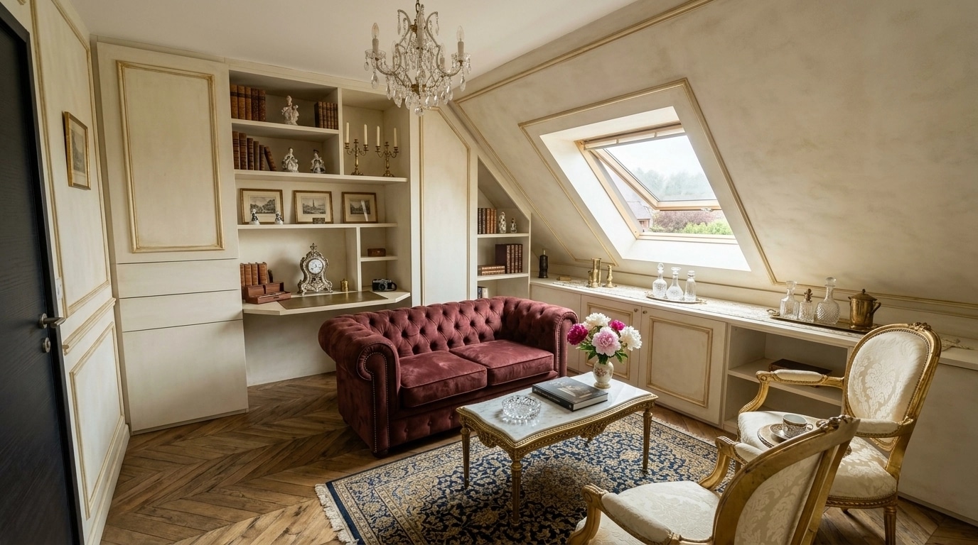 French Parisian Living Room design — interior photo by GenRoom AI