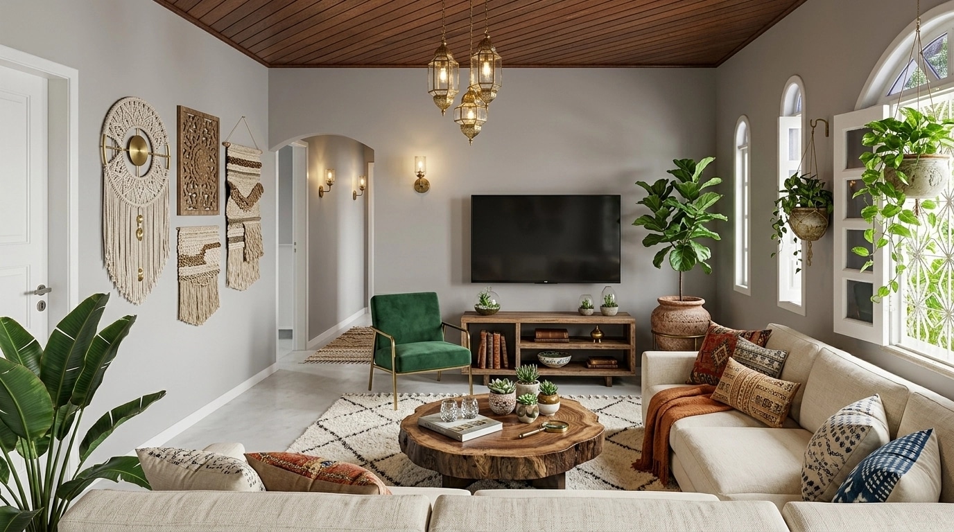 Interior design in Bohemian style — Living Room by GenRoom AI