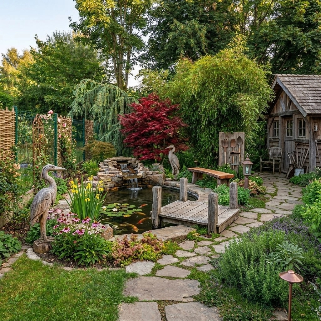 Country Rustic Garden Yard design — yard photo by GenRoom AI