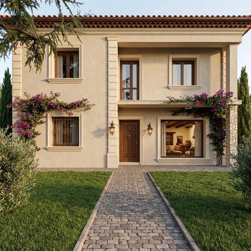 Facade design in Mediterranean Facade style — photo by GenRoom AI