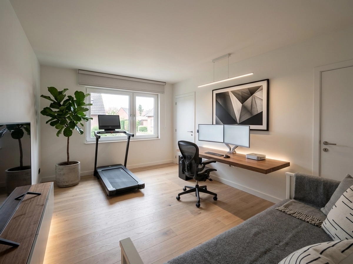 Office interior in Minimalism style — photo by GenRoom AI