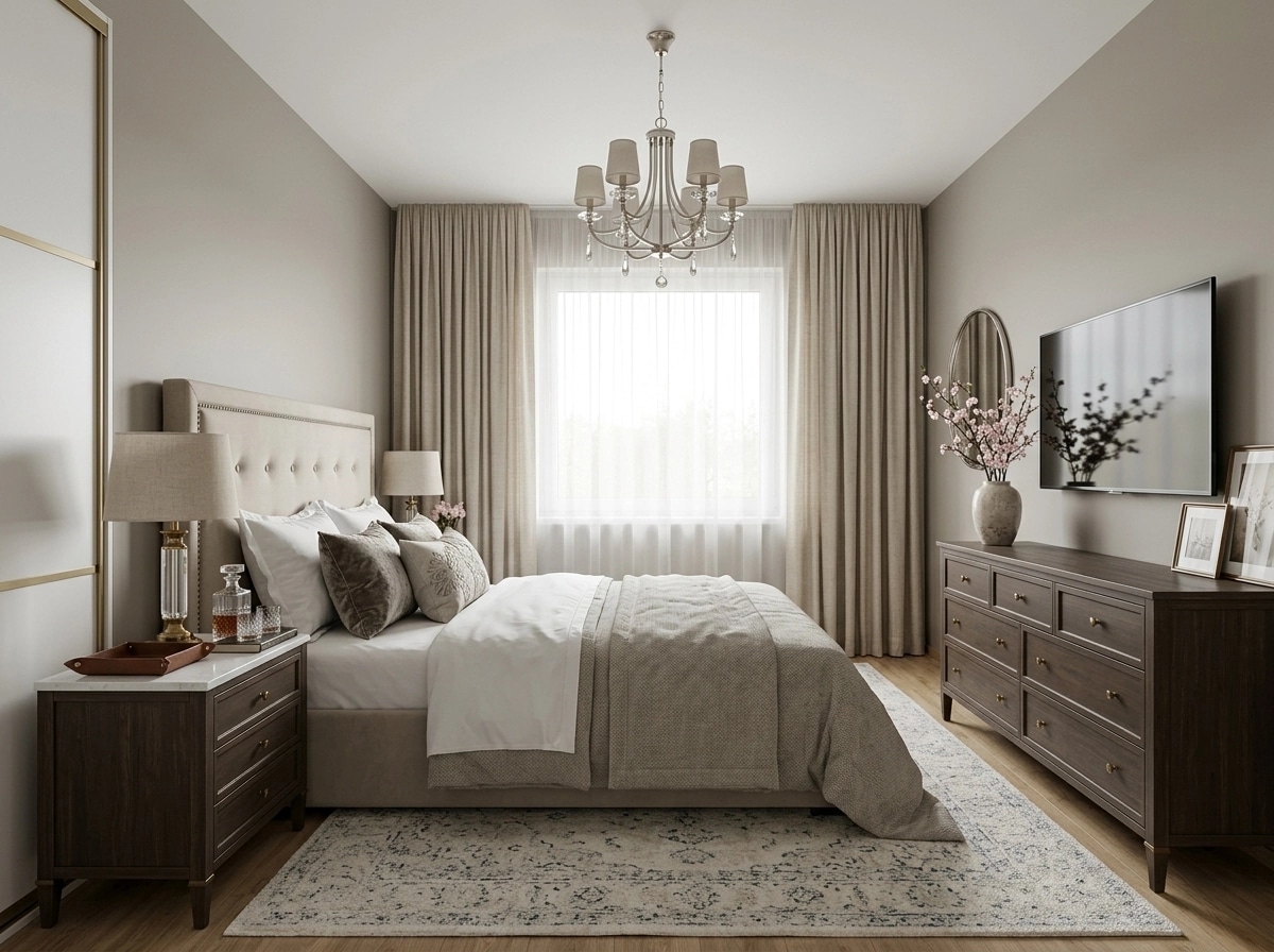 Transitional Bedroom design — interior photo by GenRoom AI