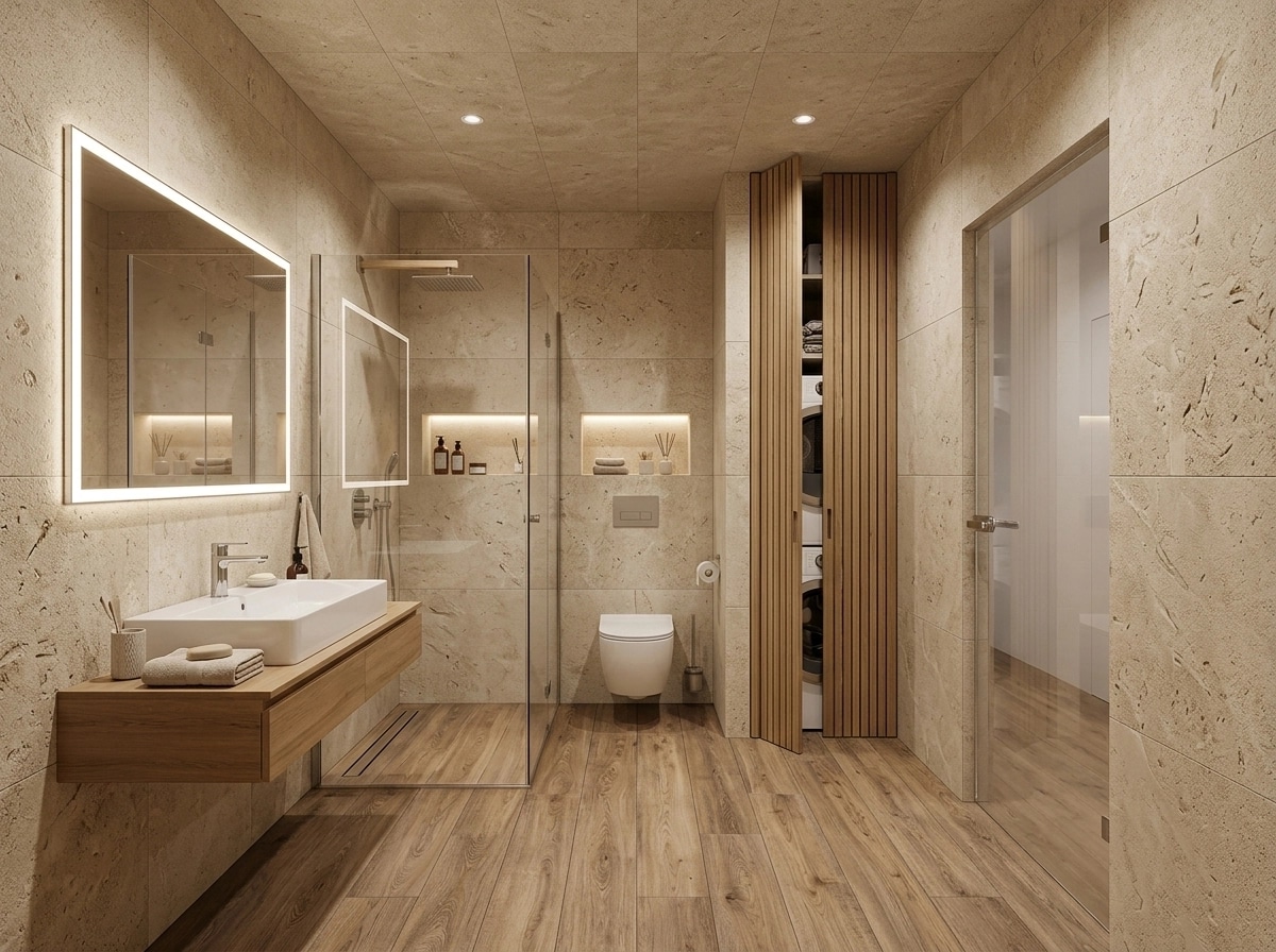Bathroom interior in Scandinavian style — photo by GenRoom AI