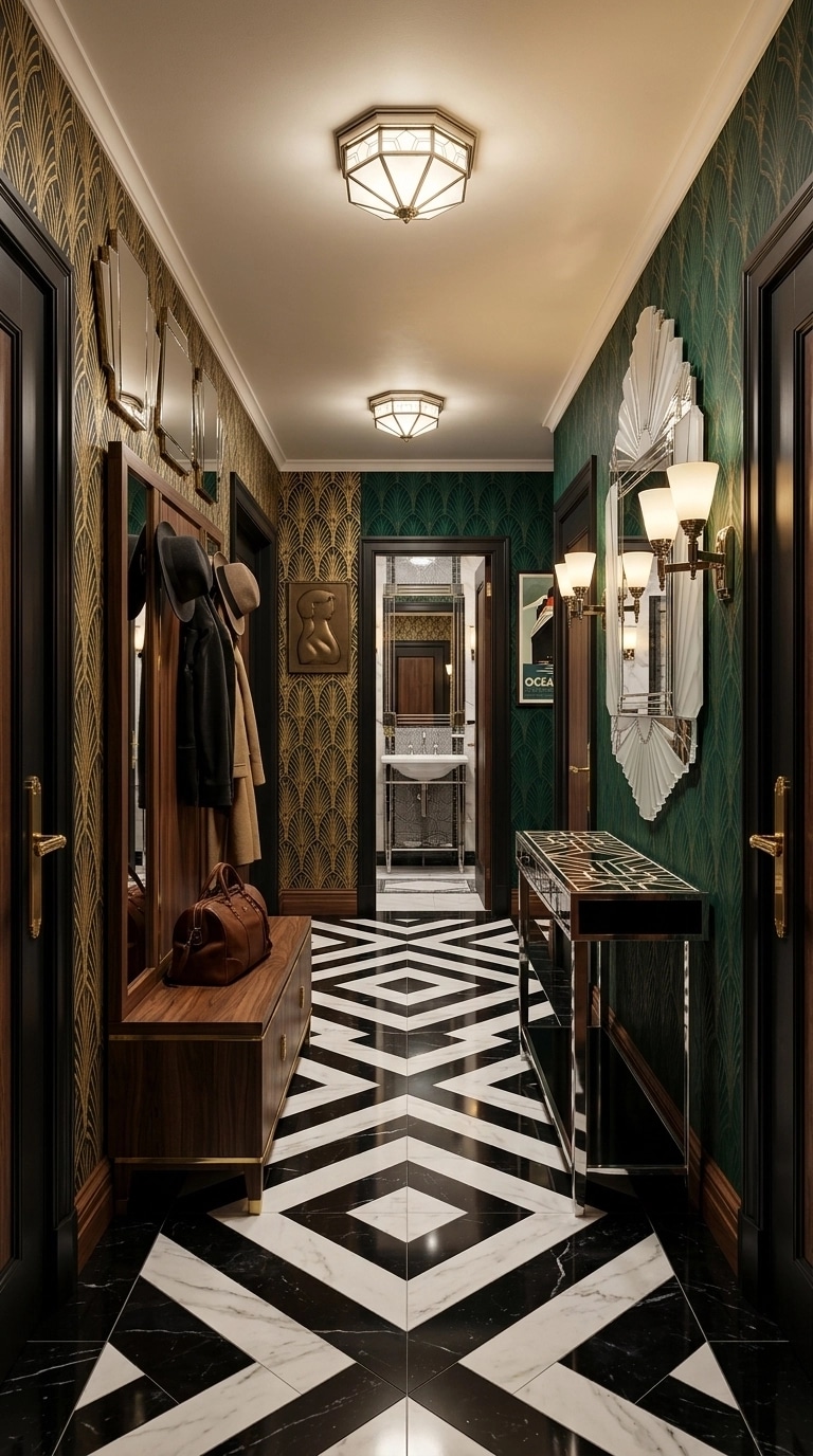 Hallway interior in Art Deco style — photo by GenRoom AI