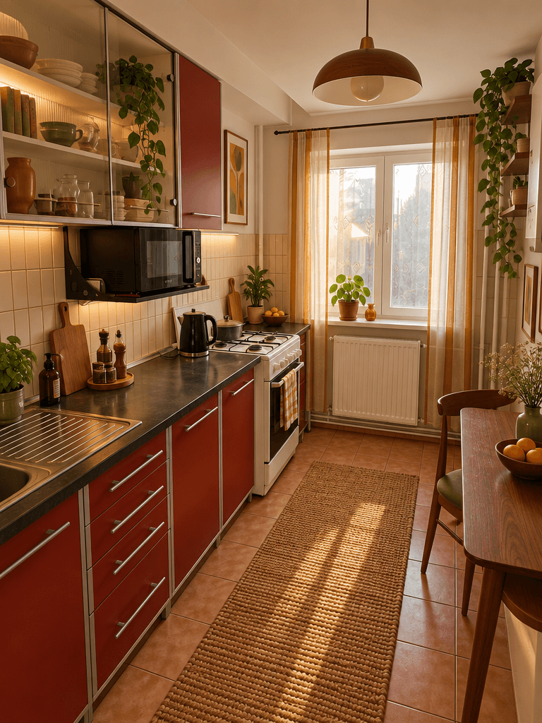 Kitchen interior in Mid-Century Modern style — photo by GenRoom AI