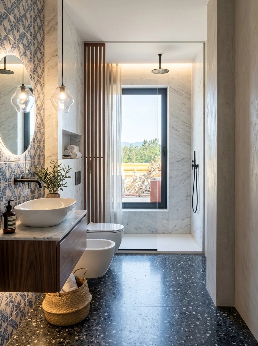 Bathroom interior in Portuguese Modern style — photo by GenRoom AI