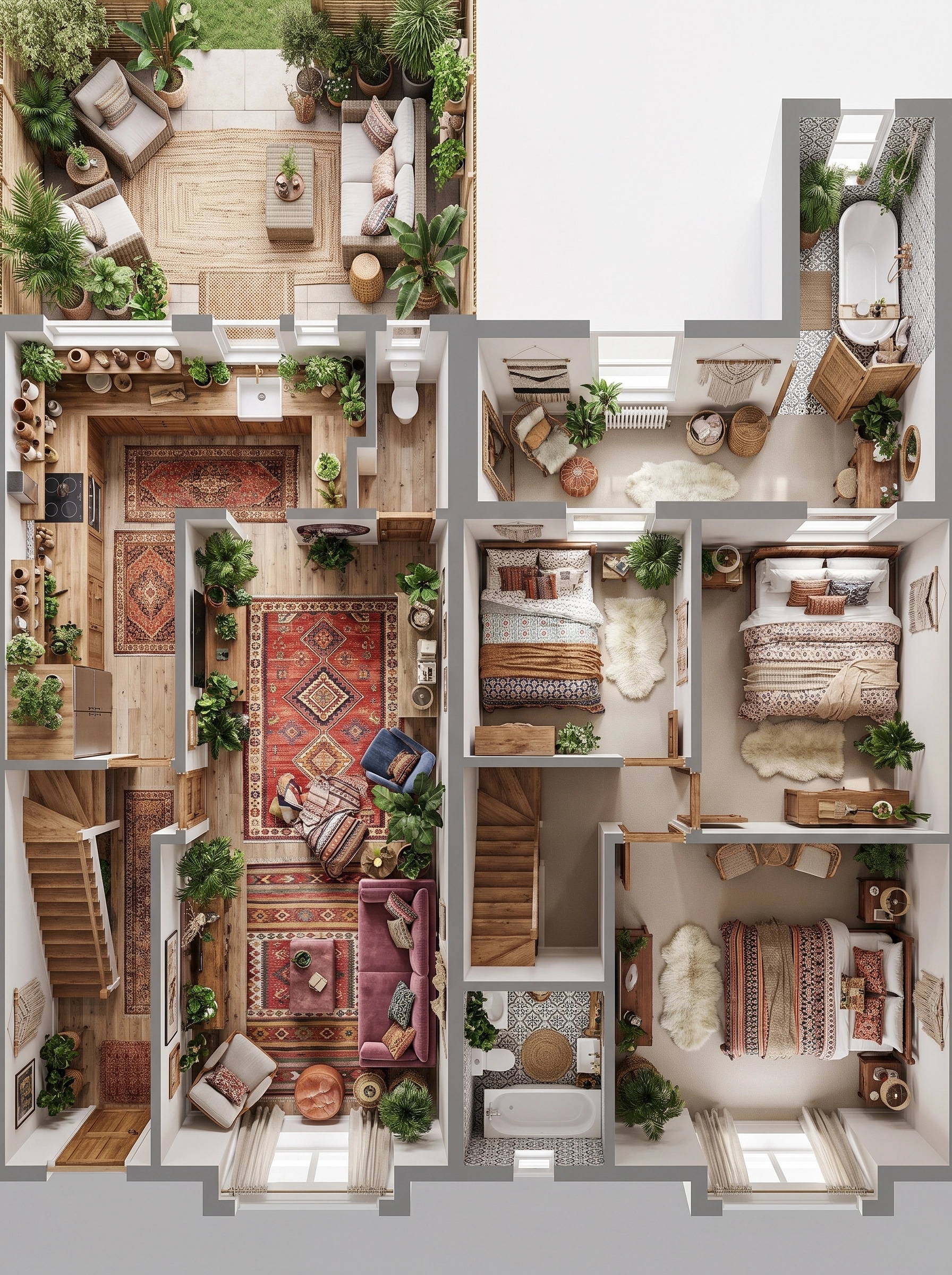 Interior design in Bohemian style — Living Room by GenRoom AI