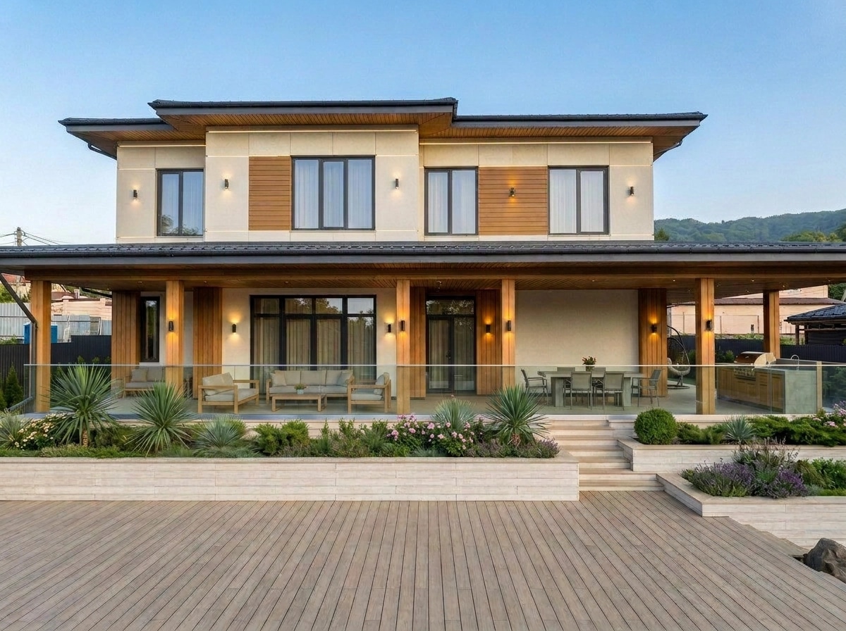 Contemporary Facade Қасбет design — facade photo by GenRoom AI