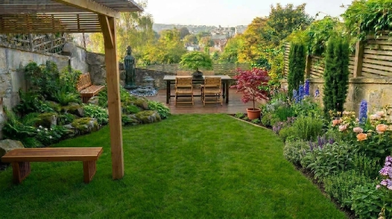 Landschaftsdesign im Japanese Garden-Stil — Garten von GenRoom AI