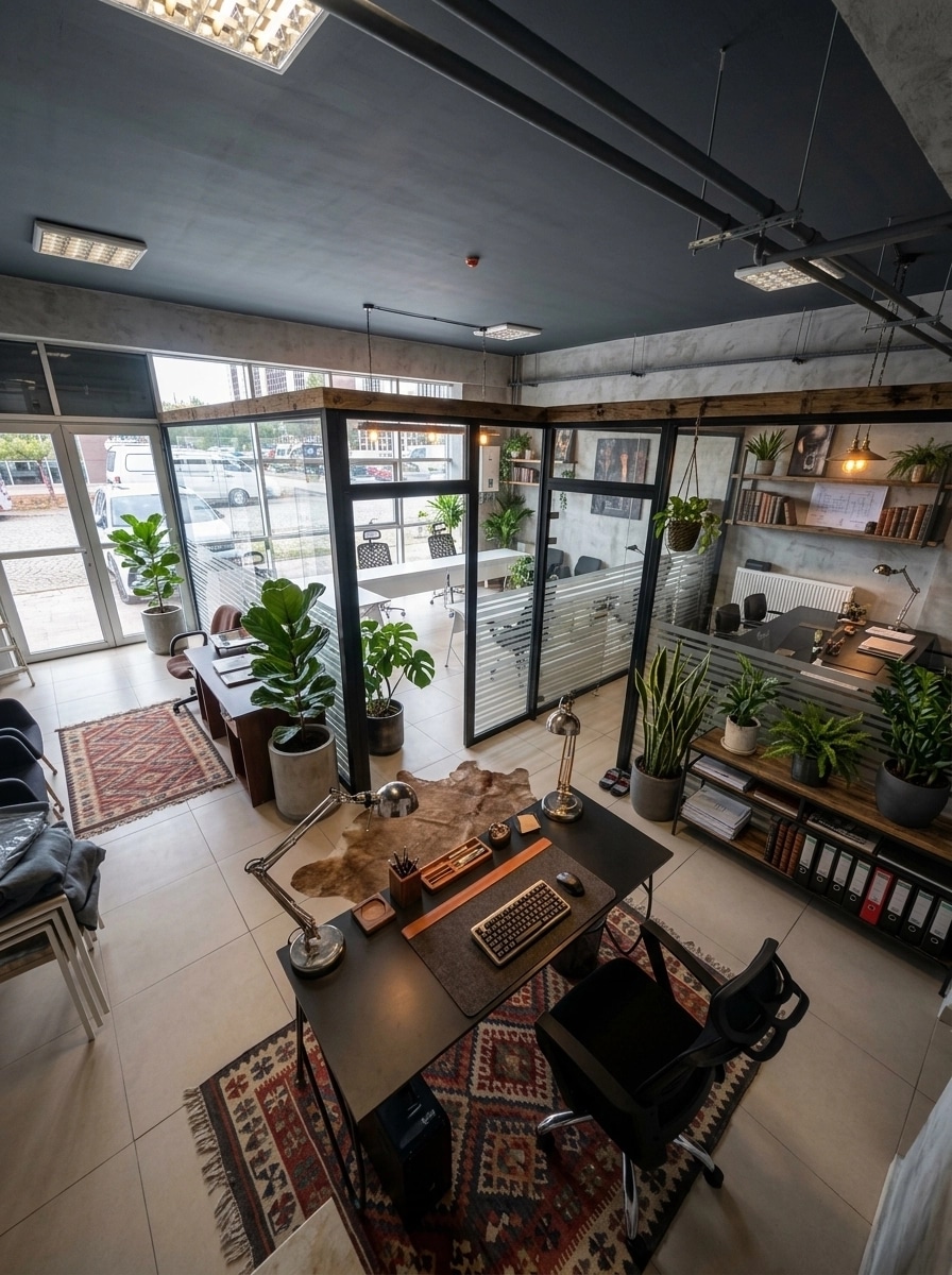Office interior in Loft / Industrial style — photo by GenRoom AI