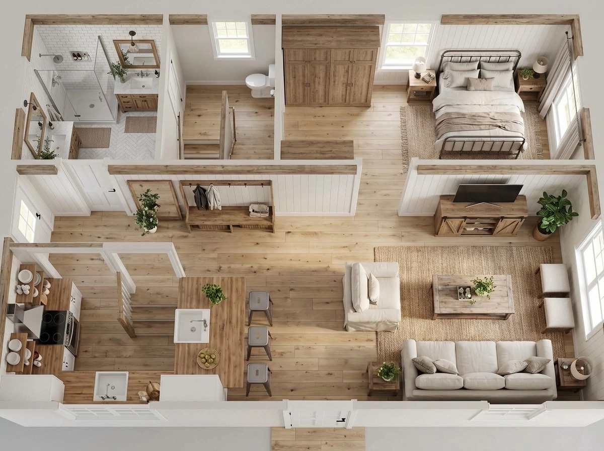 Interior design in Modern Farmhouse style — Living Room by GenRoom AI