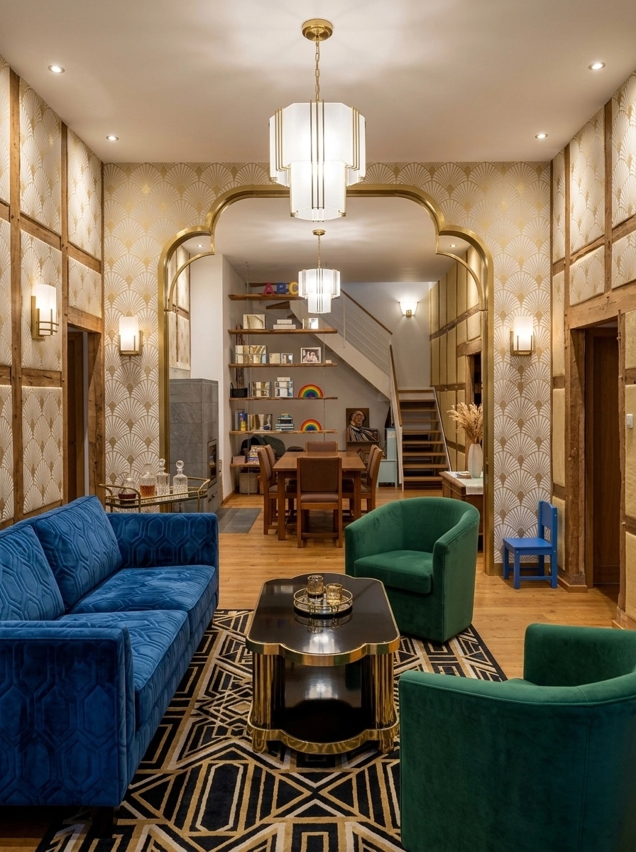 Design de interiores em estilo Art Deco — Sala de Estar por GenRoom AI