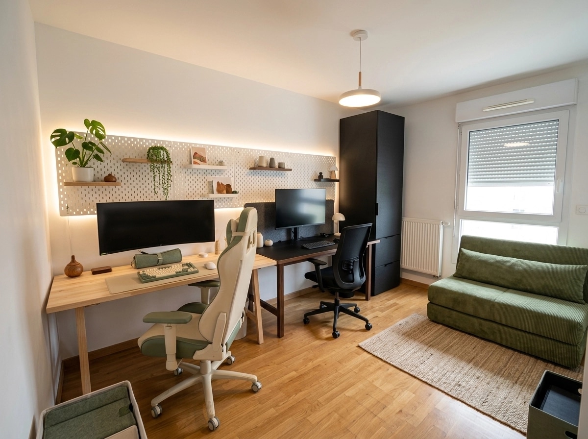 Office interior in Scandinavian style — photo by GenRoom AI