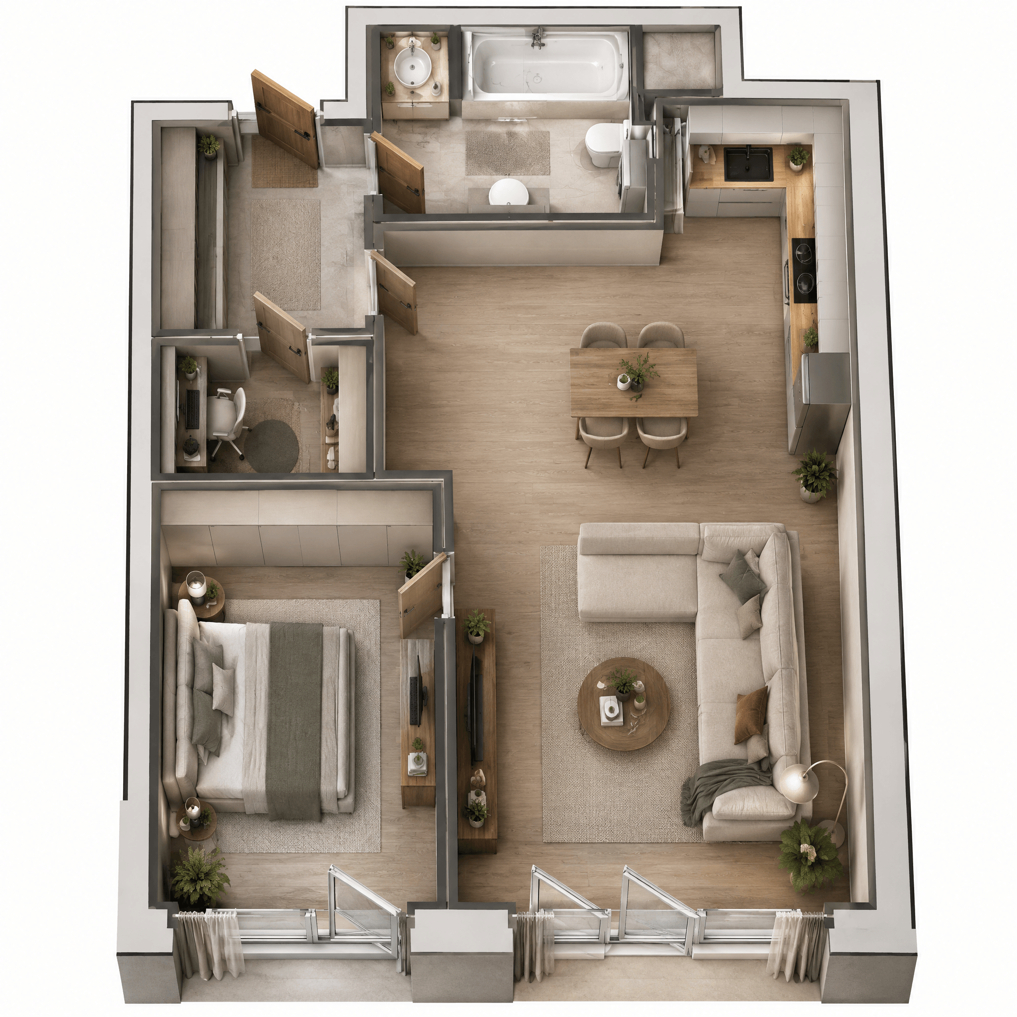 Design d'intérieur en style Contemporary — Salon par GenRoom AI