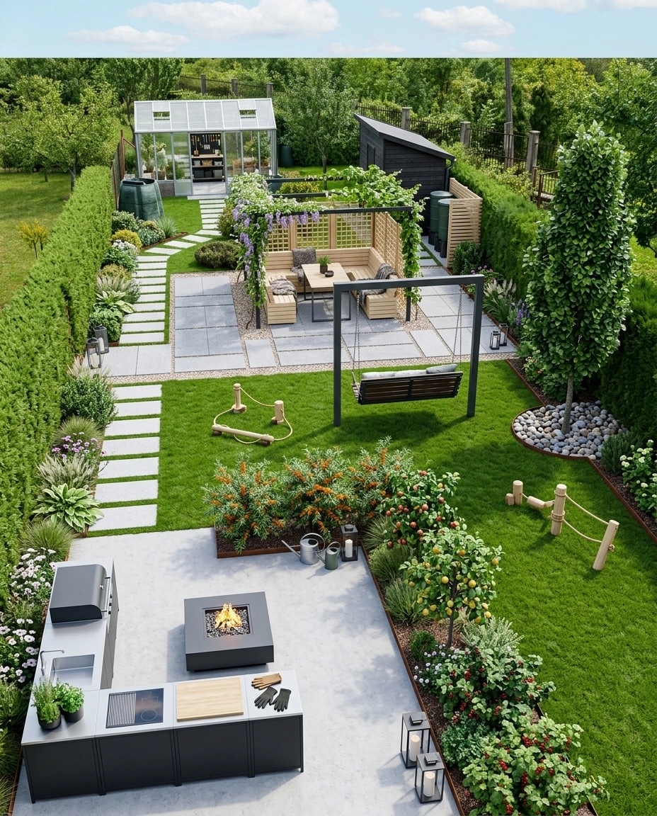 Landscape design in Scandinavian Garden style — Yard by GenRoom AI