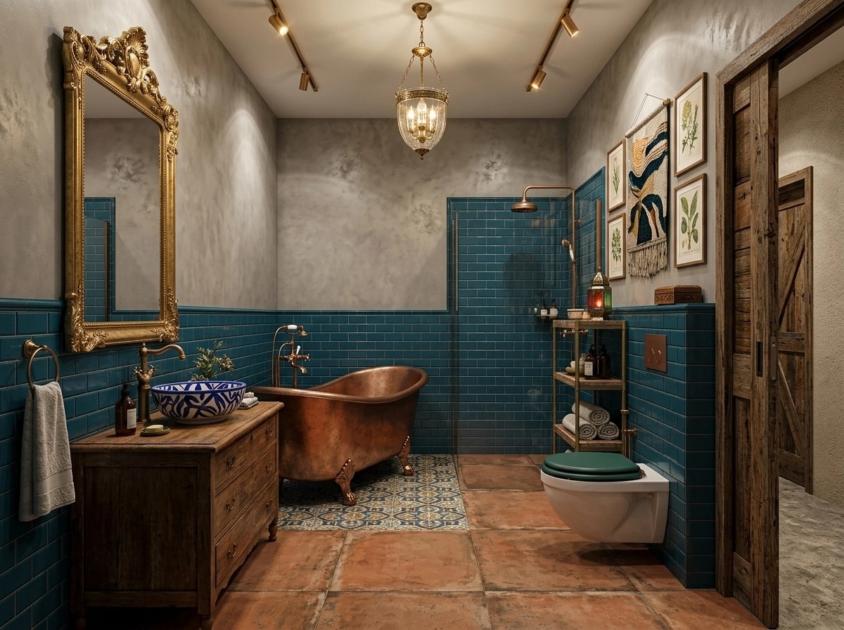 Bathroom interior in Eclectic style — photo by GenRoom AI