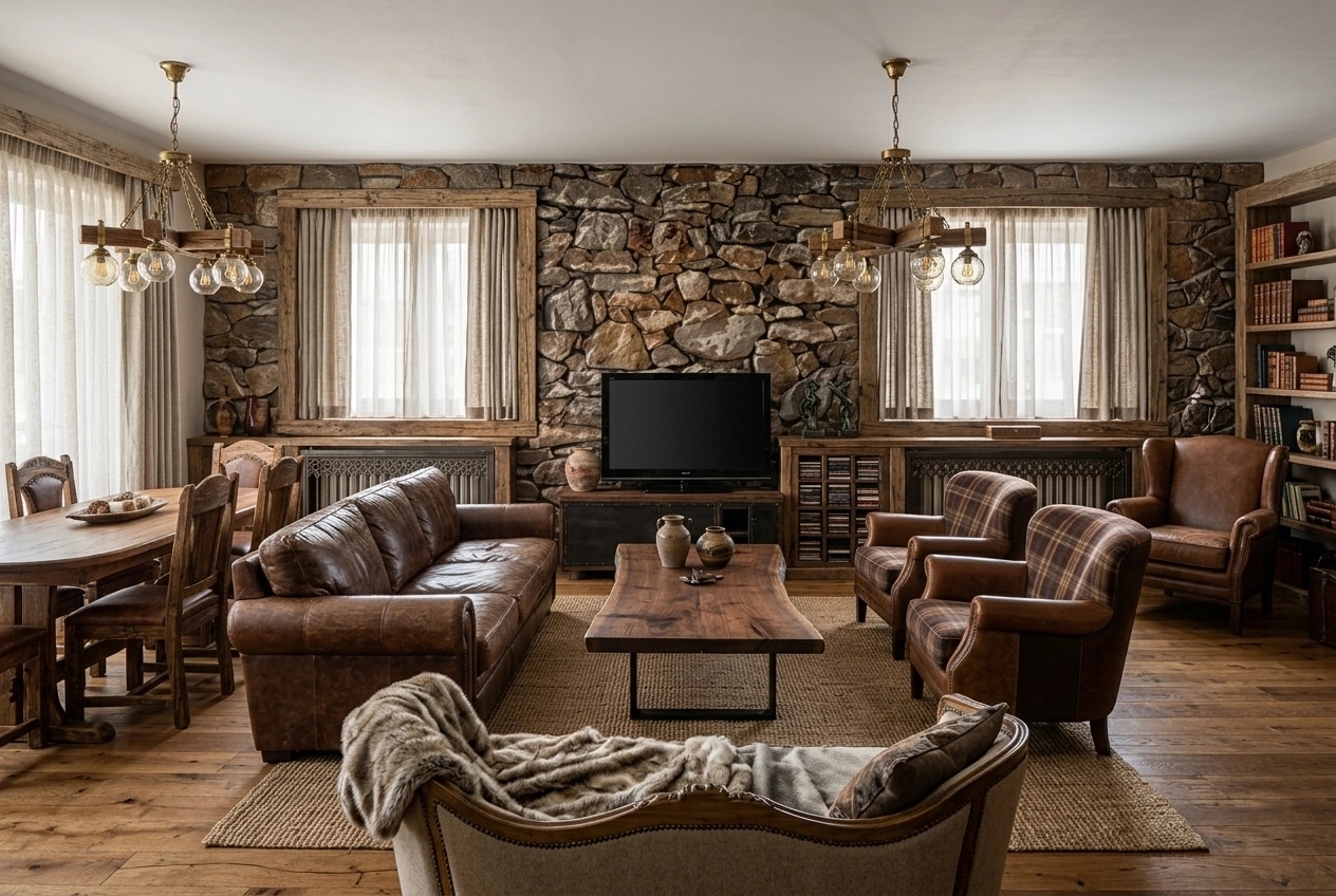 Interior design in Rustic style — Living Room by GenRoom AI
