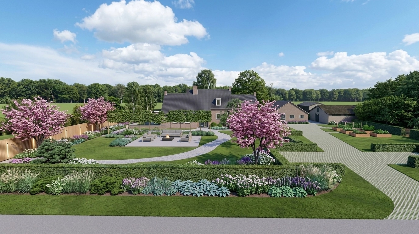 Landscape design in Scandinavian Garden style — Yard by GenRoom AI