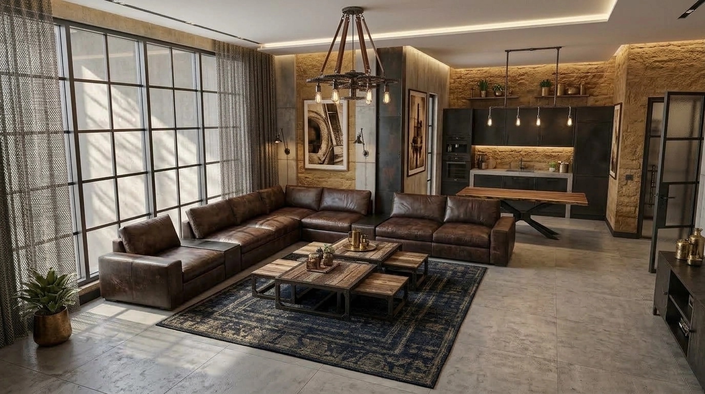 Interior design in Loft / Industrial style — Living Room by GenRoom AI