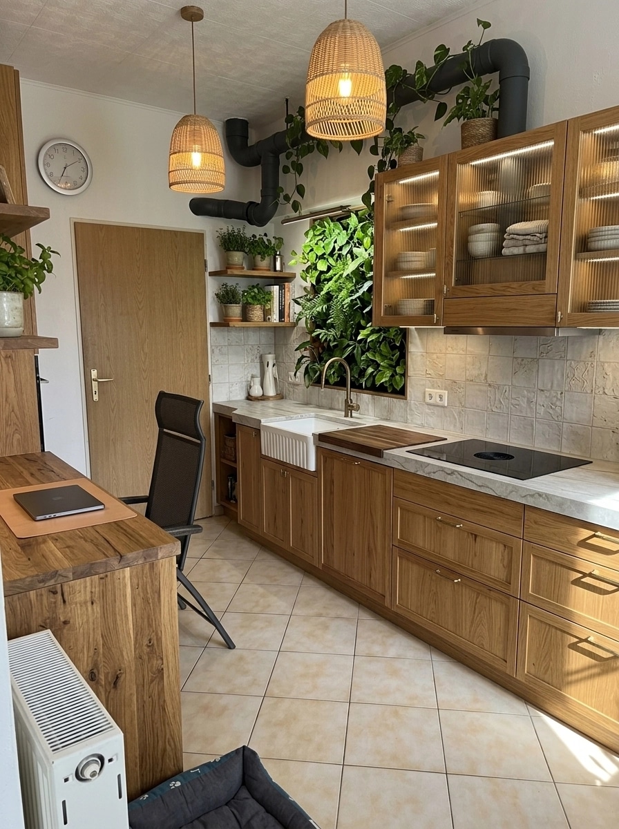 Kitchen interior in Biophilic style — photo by GenRoom AI