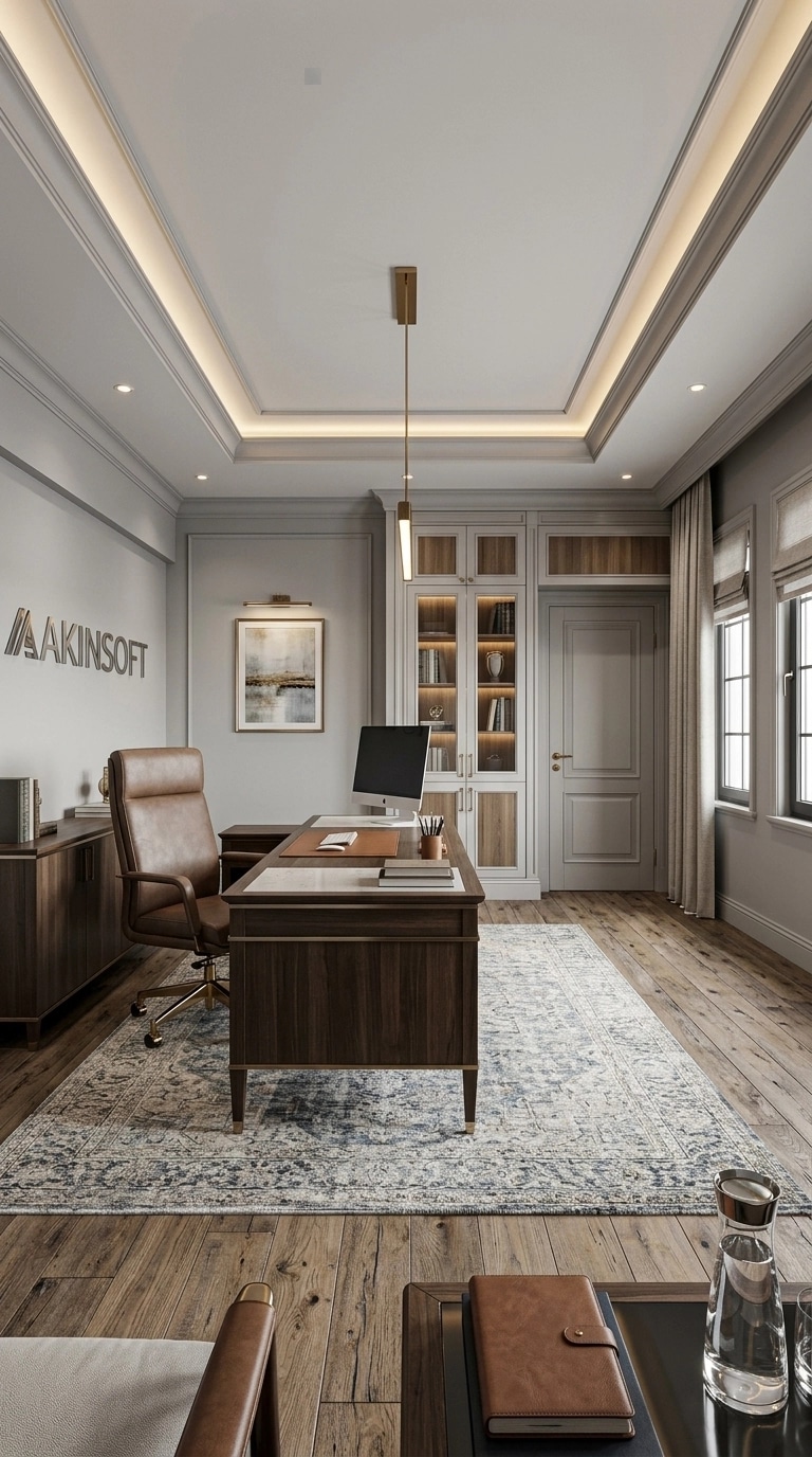 Office interior in Transitional style — photo by GenRoom AI