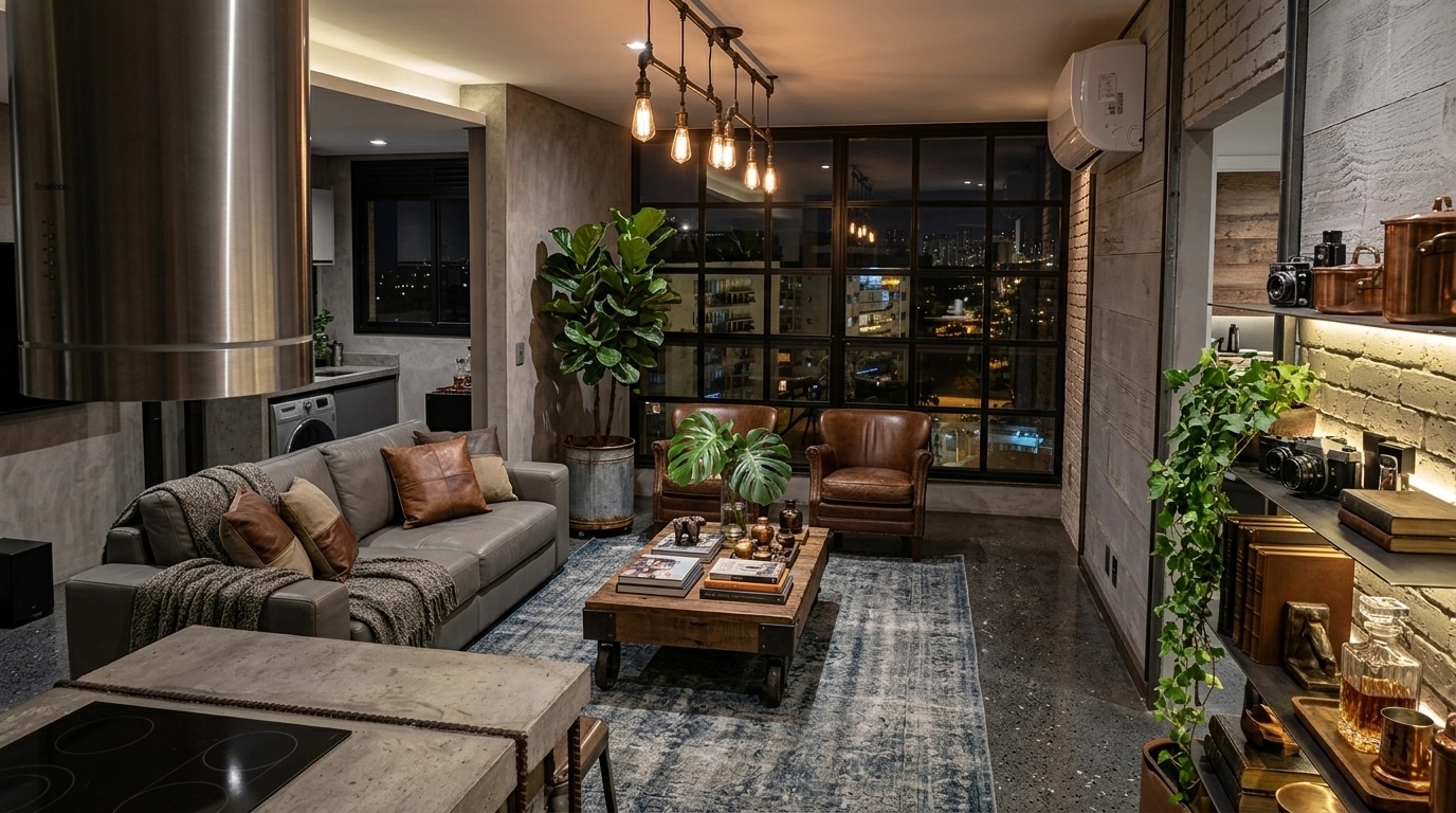 Interior design in Loft / Industrial style — Living Room by GenRoom AI