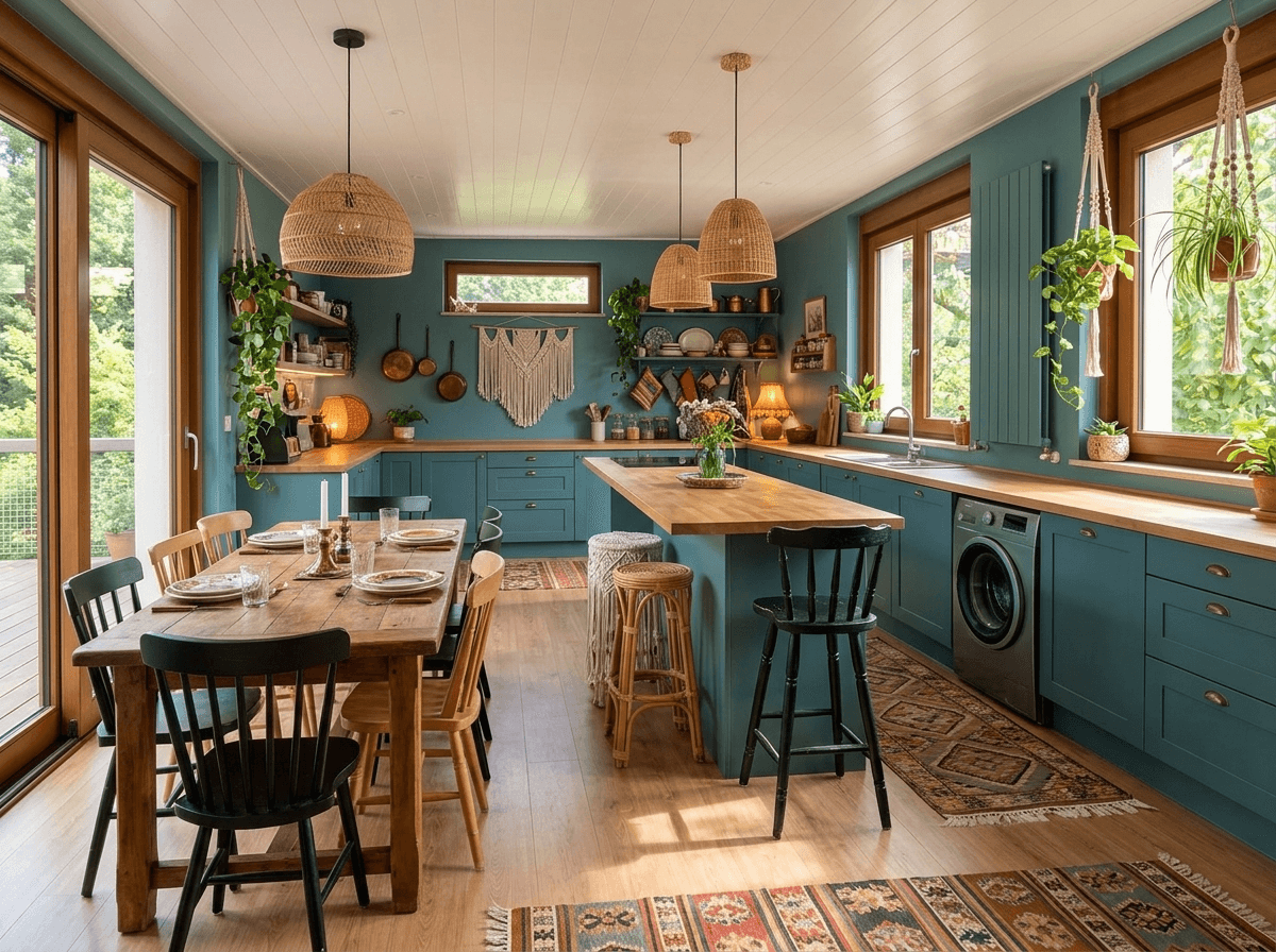 Design d'interni in stile Bohemian — Cucina di GenRoom AI