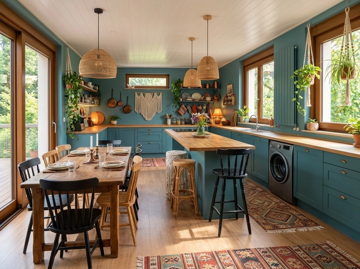 Kitchen interior in Bohemian style — photo by GenRoom AI
