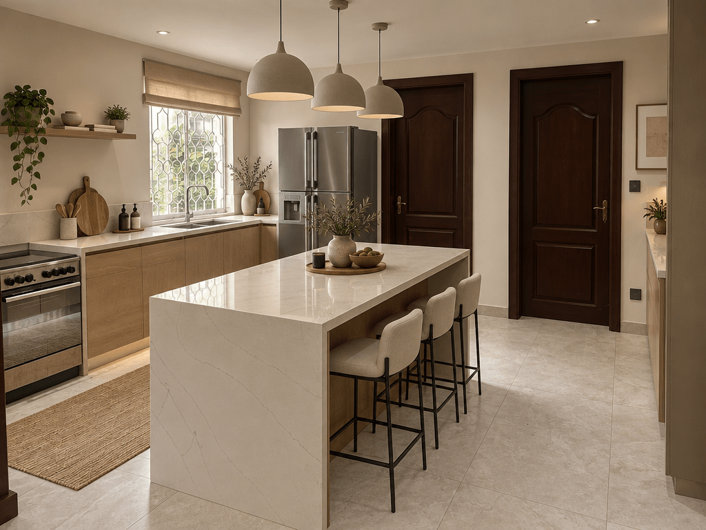 Reka bentuk dalaman dalam gaya Minimalism — Dapur oleh GenRoom AI