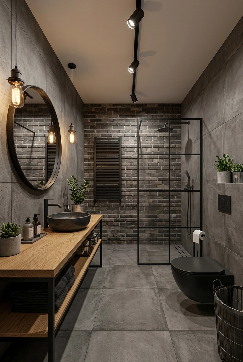 Design interior în stil Loft / Industrial — Baie de GenRoom AI