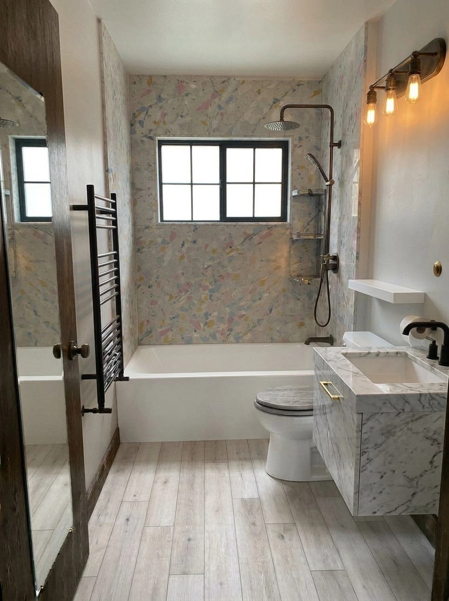 Bathroom interior in Loft / Industrial style — photo by GenRoom AI