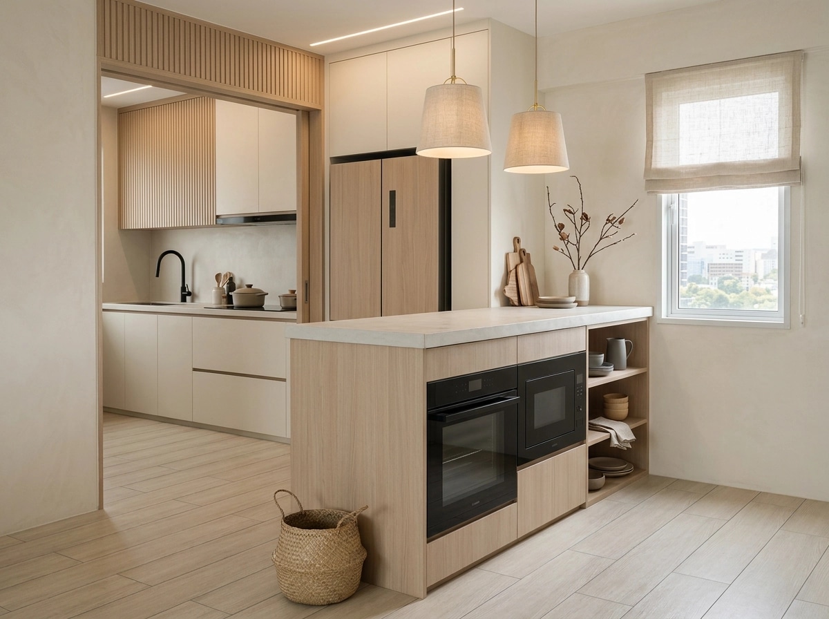 Kitchen interior in Japandi style — photo by GenRoom AI