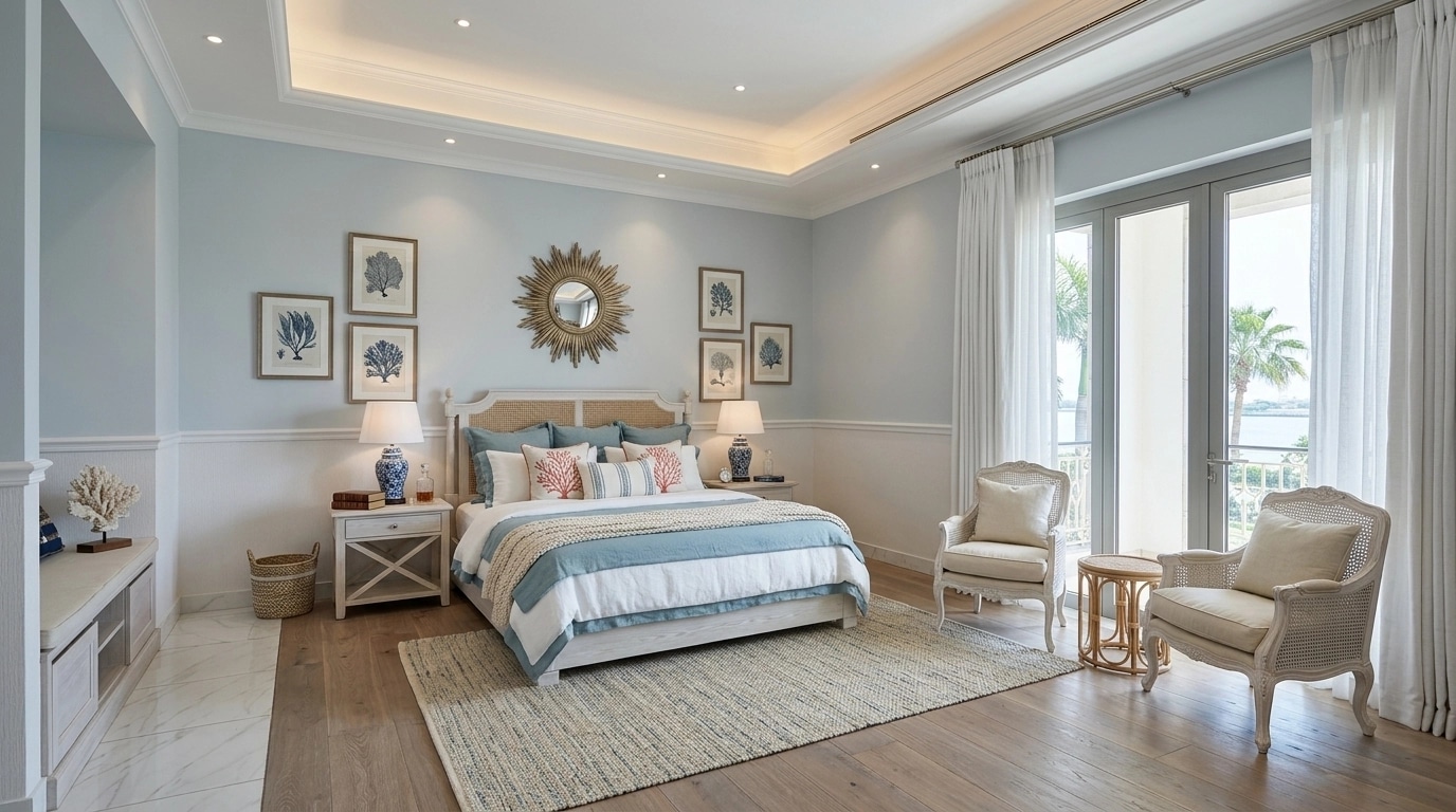 Interior design in Coastal / Hamptons style — Bedroom by GenRoom AI