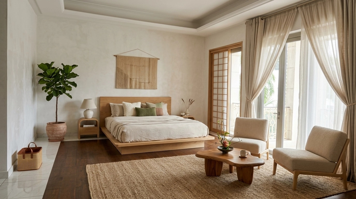 Japandi Bedroom design — interior photo by GenRoom AI