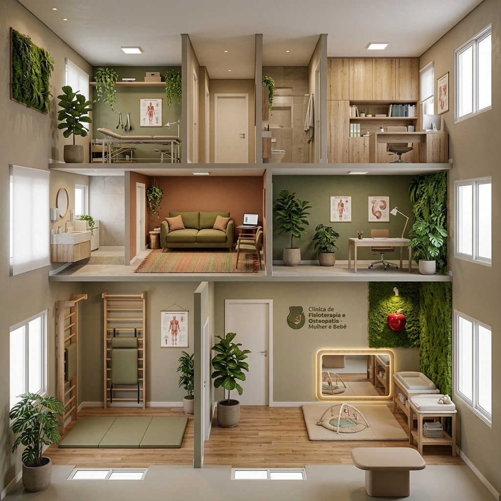 Interior design in Biophilic style — clinic by GenRoom AI
