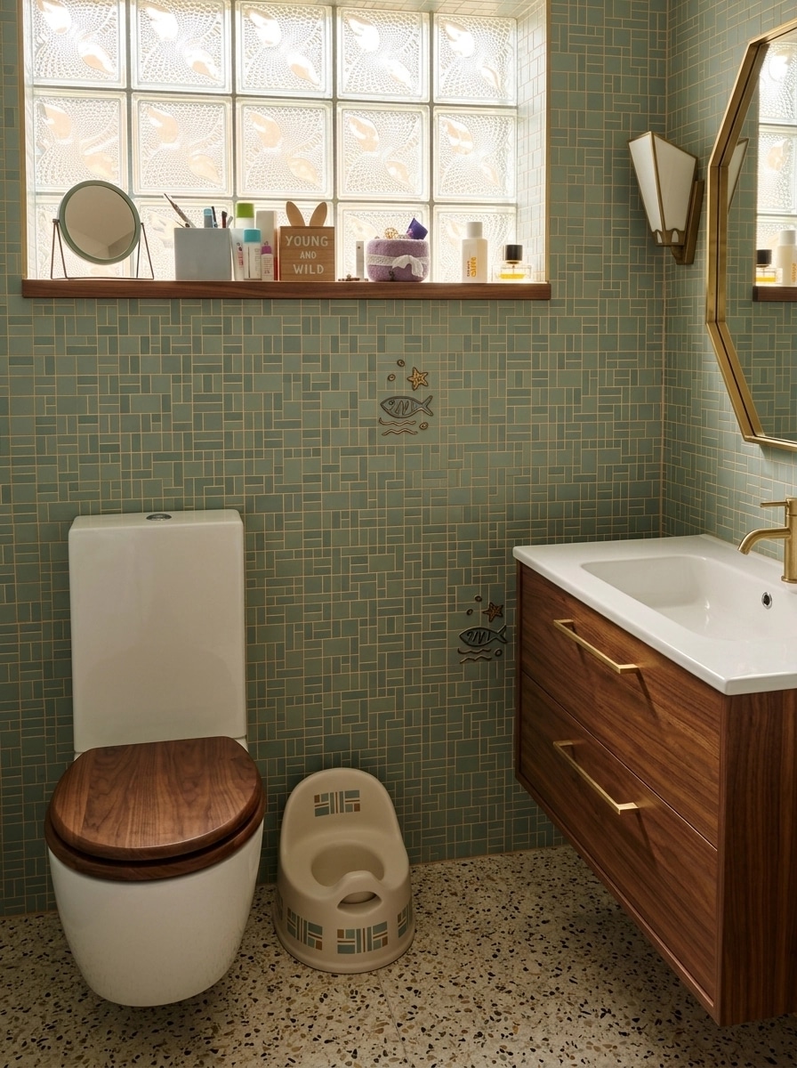 Mid-Century Modern Bathroom design — interior photo by GenRoom AI