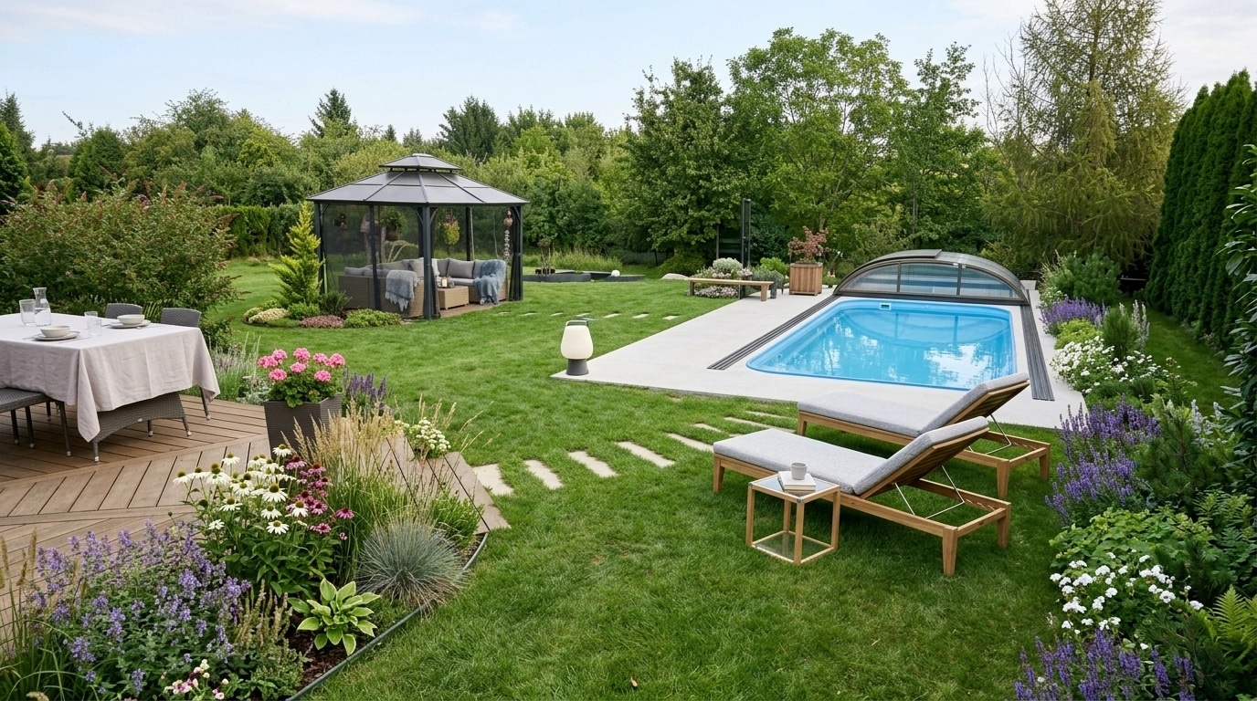 Landscape design in Scandinavian Garden style — Yard by GenRoom AI