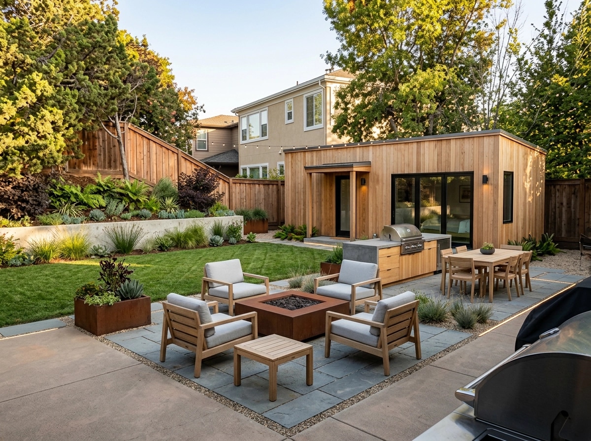 Landscape design in Scandinavian Garden style — Yard by GenRoom AI